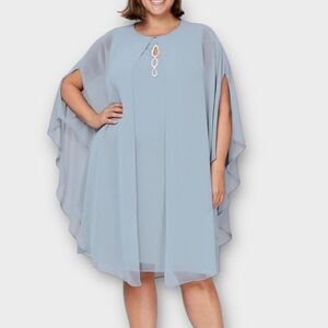 SLNY Fashions Women's Rhinestone Beaded 2 piece Sleeveless Cape Dress Size 16P